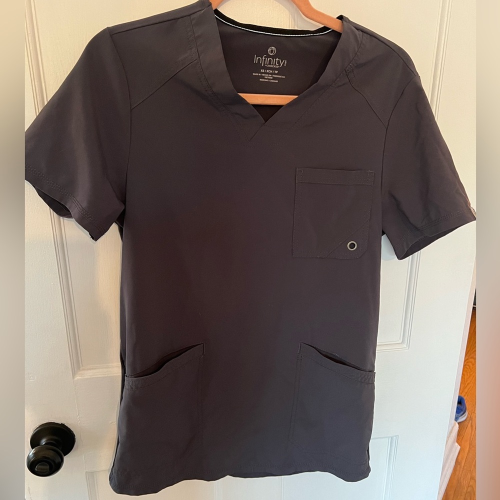 Infinity by Cherokee Scrub Top- Men’s, size XS. Dark gray. Good condition.